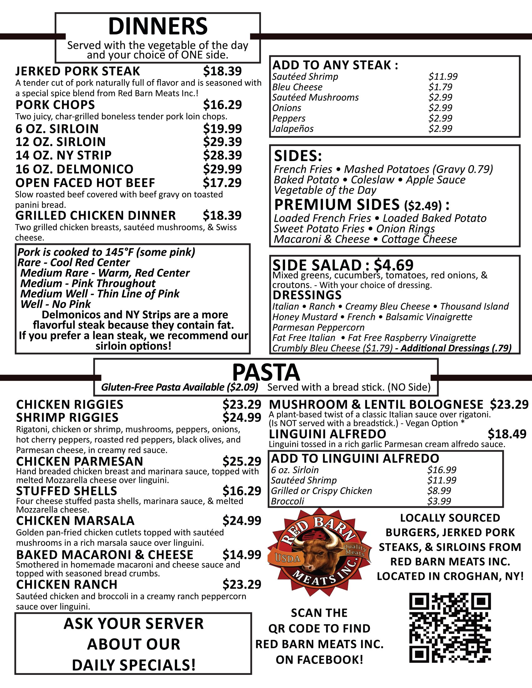 FINAL Dinner Menu   May 2023   Updated Prices 2 